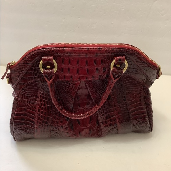 BRAHMIN LOUISE ROSE CRIMSON RED MELBOURNE LEATHER SATCHEL SHOULDER BAG